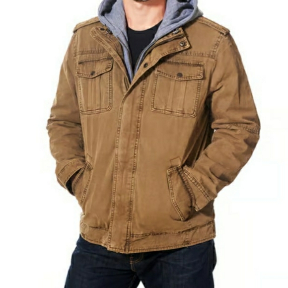 Levi's Other - Levi's Hooded Canvas And Sherpa Military Jacket Bomber Jacket Insulated Coat
